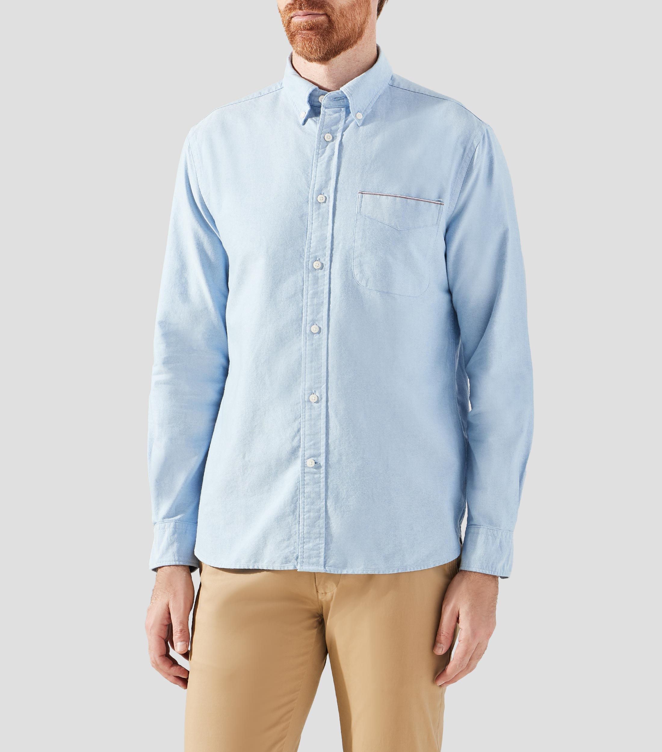 Camisa jaspeada manga larga Hombre